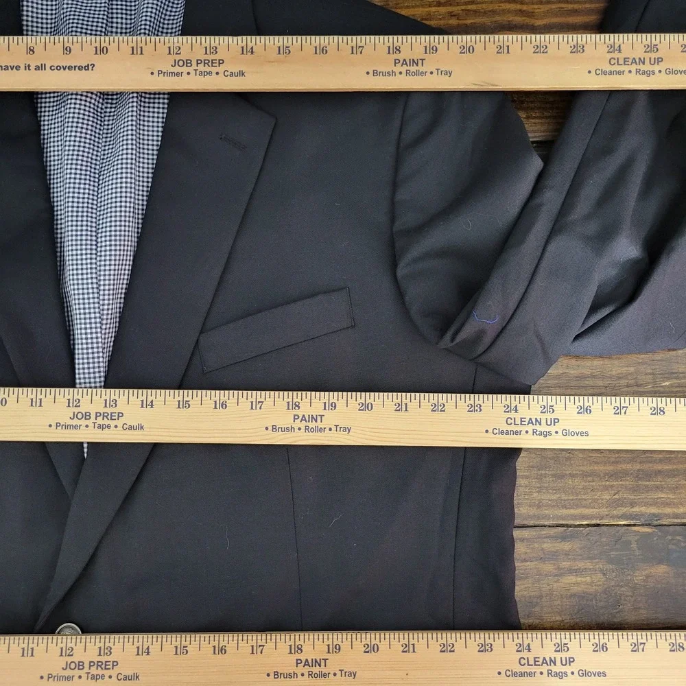 Stafford Men's Sport Coat Blazer Two Button Solid‎ Black Wool Size Classic 48R